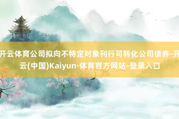 开云体育公司拟向不特定对象刊行可转化公司债券-开云(中国)Kaiyun·体育官方网站-登录入口