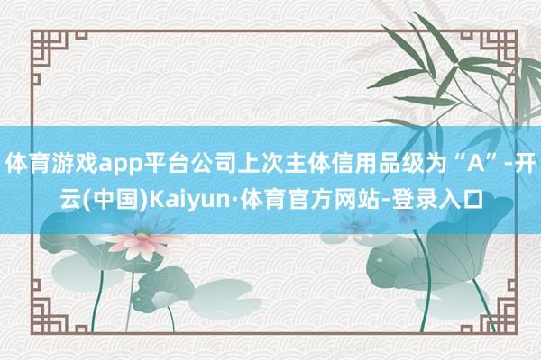 体育游戏app平台公司上次主体信用品级为“A”-开云(中国)Kaiyun·体育官方网站-登录入口