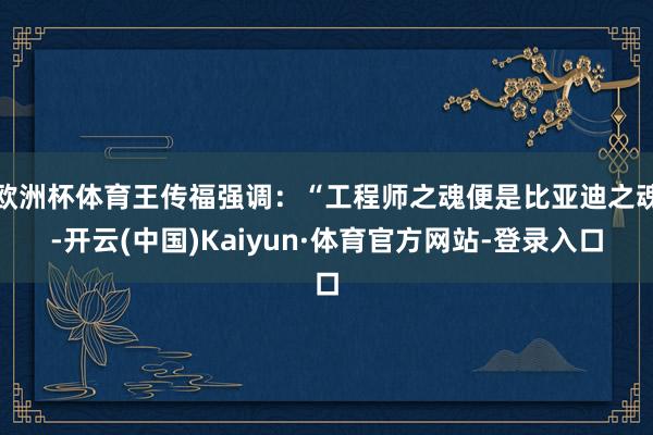 欧洲杯体育王传福强调：“工程师之魂便是比亚迪之魂-开云(中国)Kaiyun·体育官方网站-登录入口